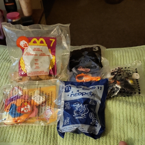 5 Vintage McDonald's Happy Meal Toy Collection Dinosaur Neopets Eeyore Chester - Picture 1 of 12